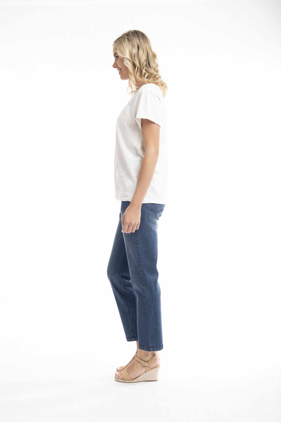 Women Orientique Bottoms | Denim Pant Button Dark