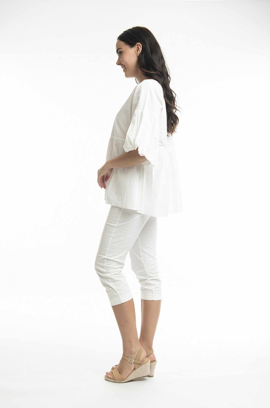 Women Orientique Essentials | Essentials Top Bubble Sleeve White