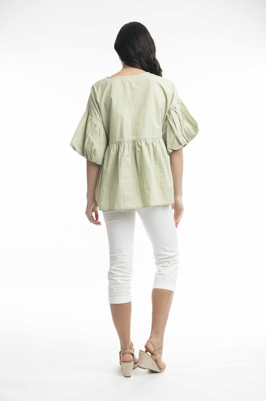 Women Orientique Essentials | Essentials Top Bubble Sleeve Alfalfa