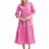 Women Orientique Essentials | Essentials Dress Layered 3/4 Sleeve Rose