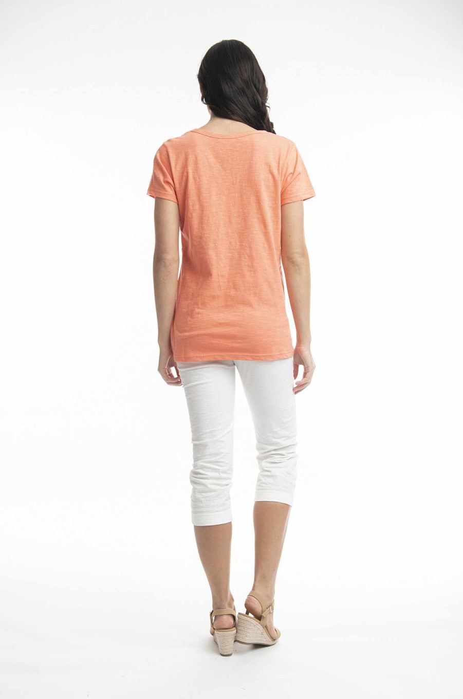 Women Orientique Essentials | Essentials Tee V Neck Coral