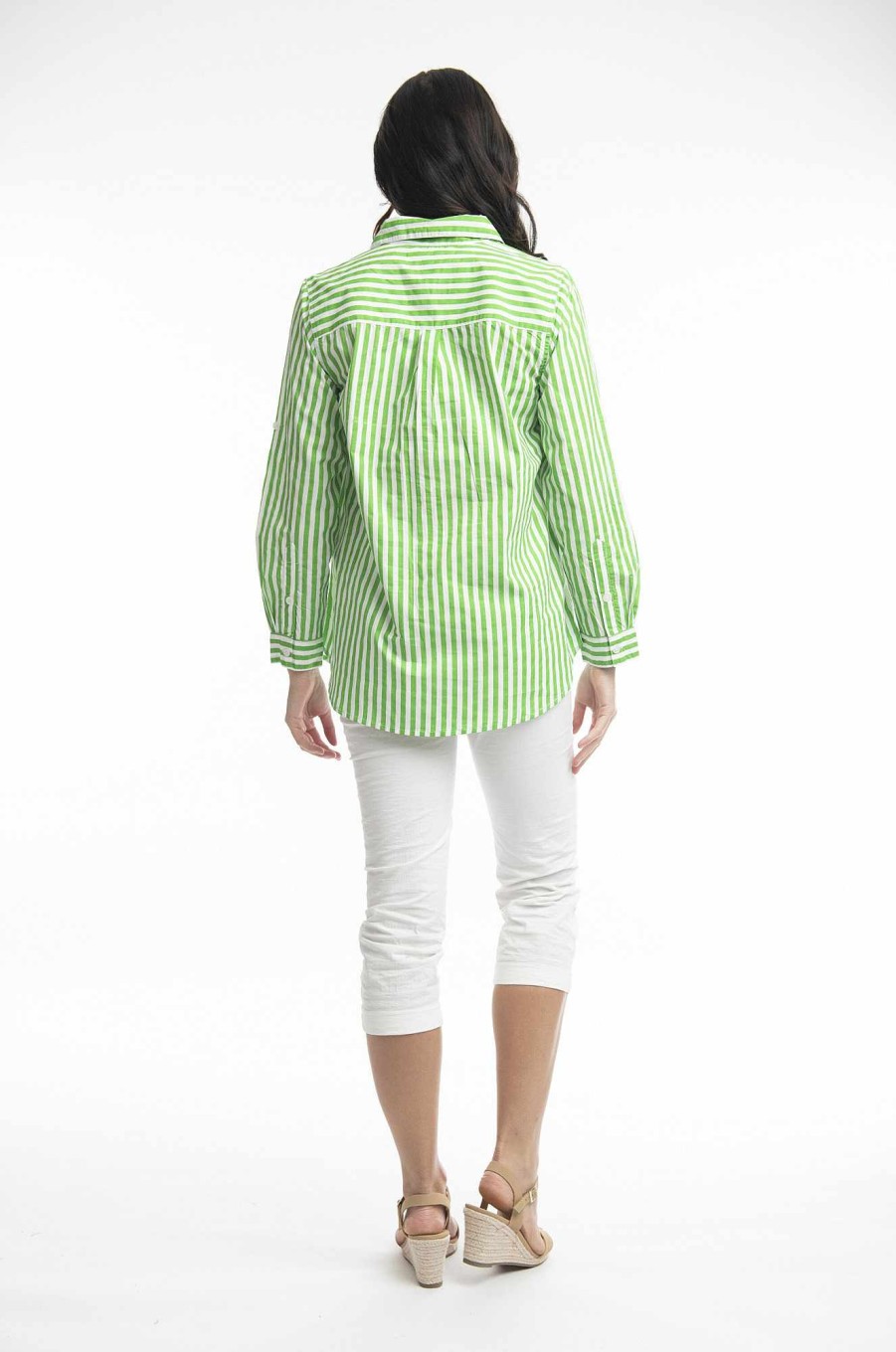 Women Orientique Essentials | Essentials Shirt Single Pocket Stripe Parrot