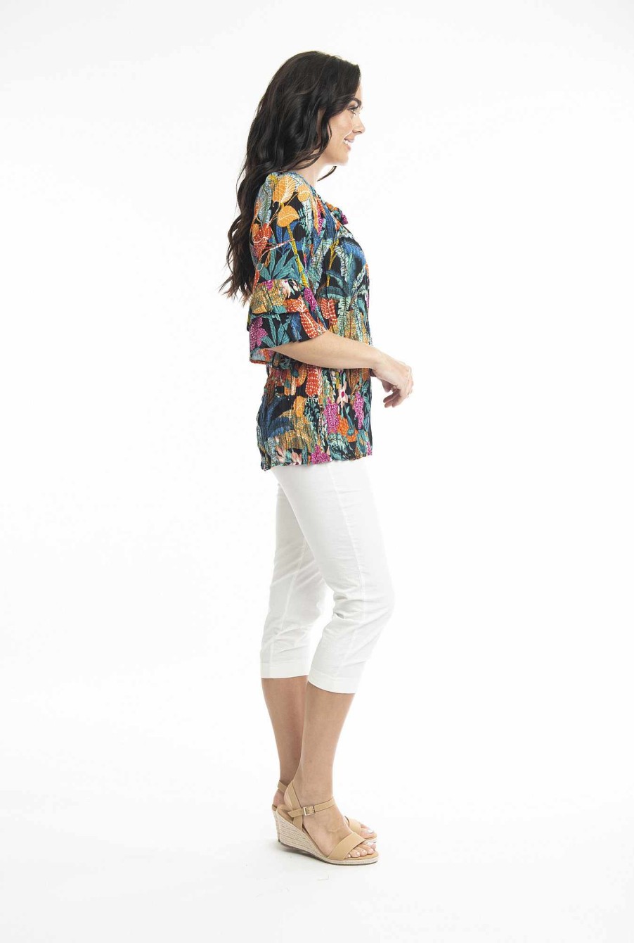 Women Orientique Tops | Paphos Top Boho Frill Sleeve