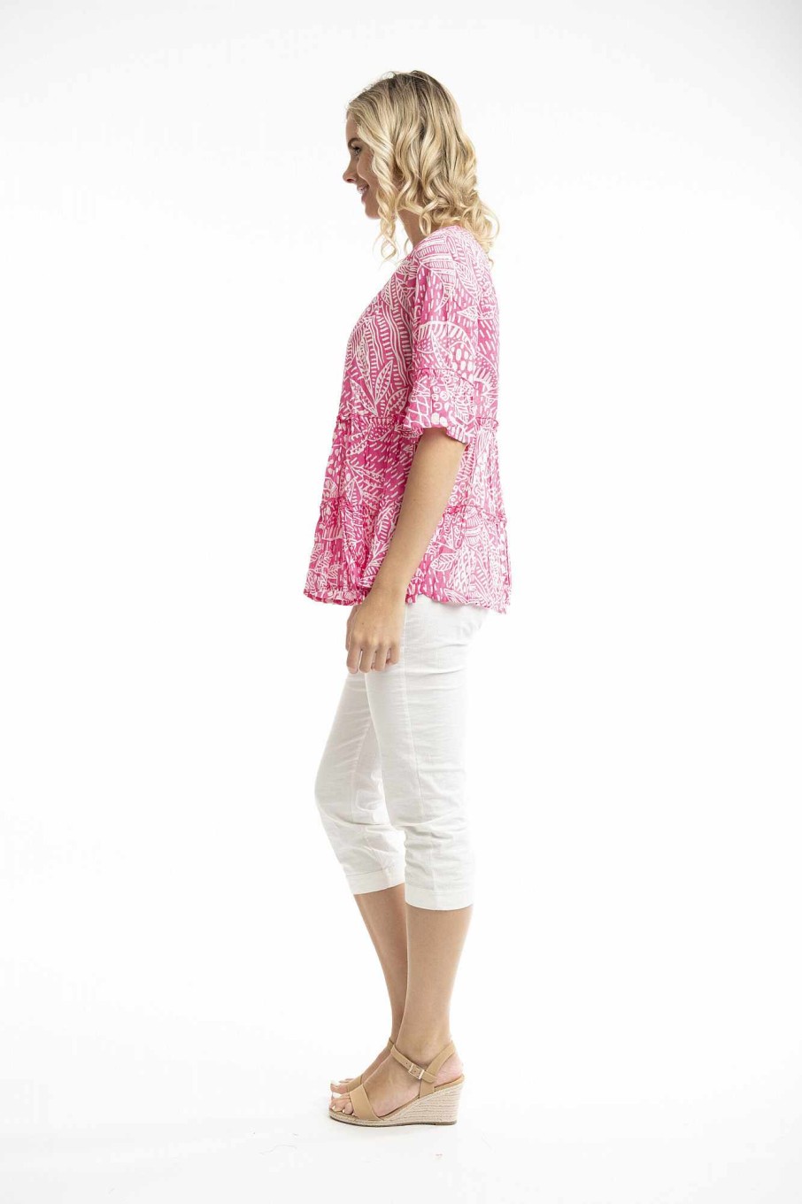 Women Orientique Tops | Leros Top Layeres Frill Sleeve