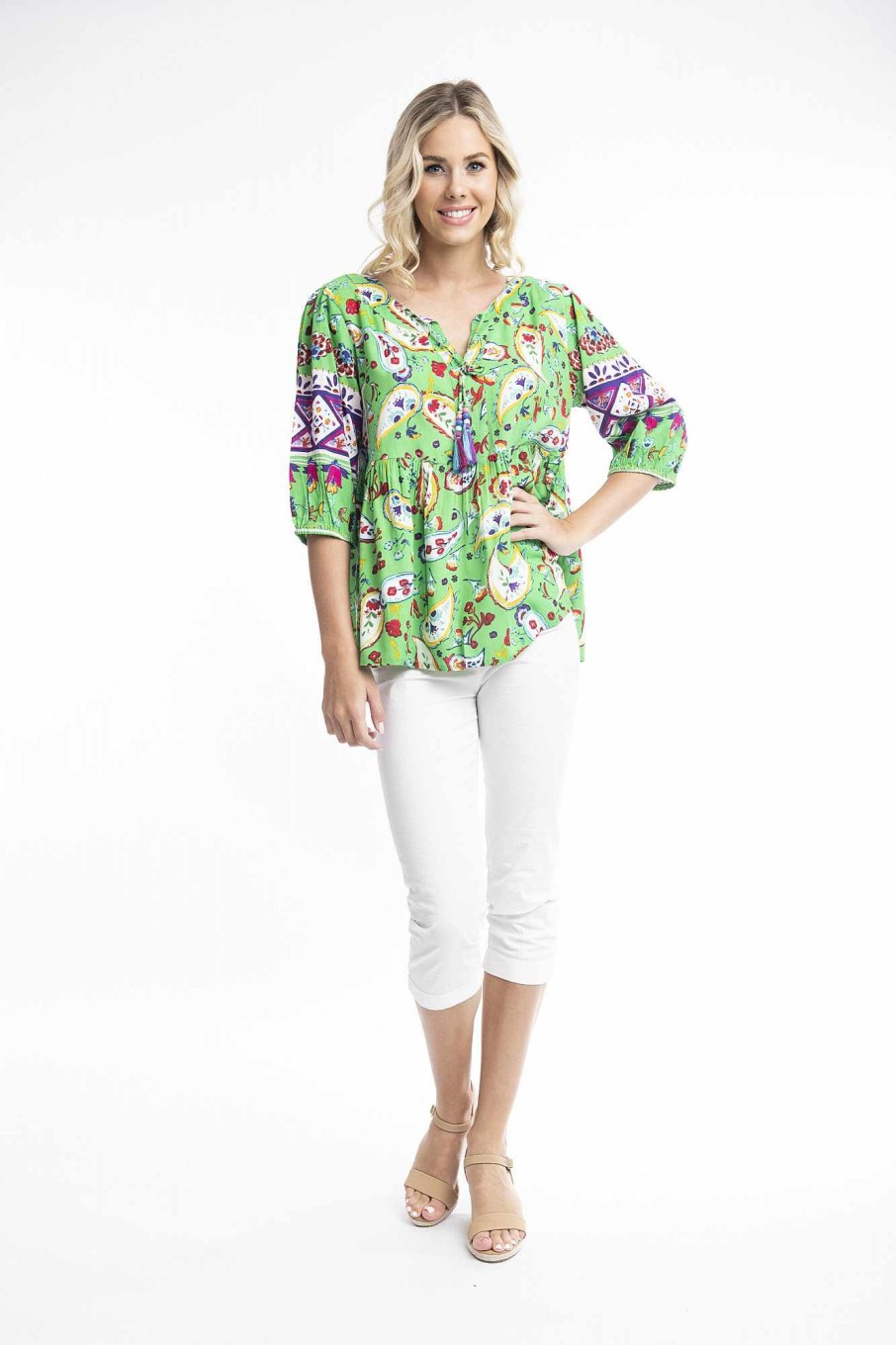 Women Orientique Tops | Famagusta Top Boho 3/4 Sleeve