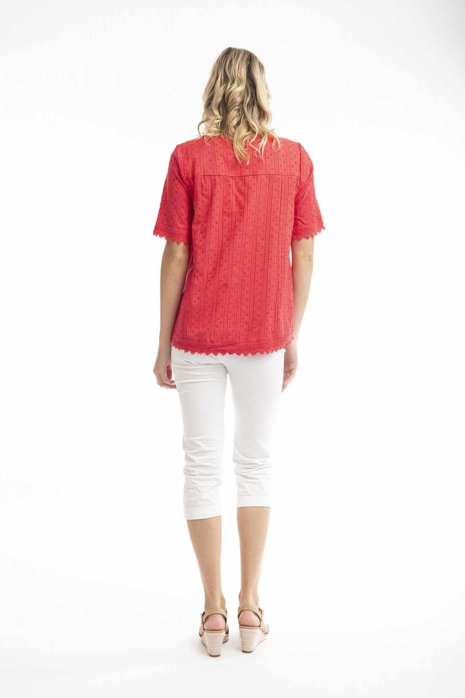 Women Orientique Essentials | Essentials Top Broderie Red