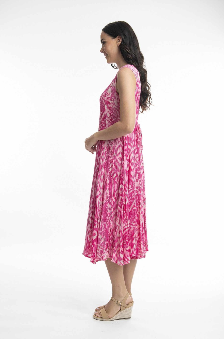 Women Orientique Dresses | Olympus Pink Dress Godet Sleevless