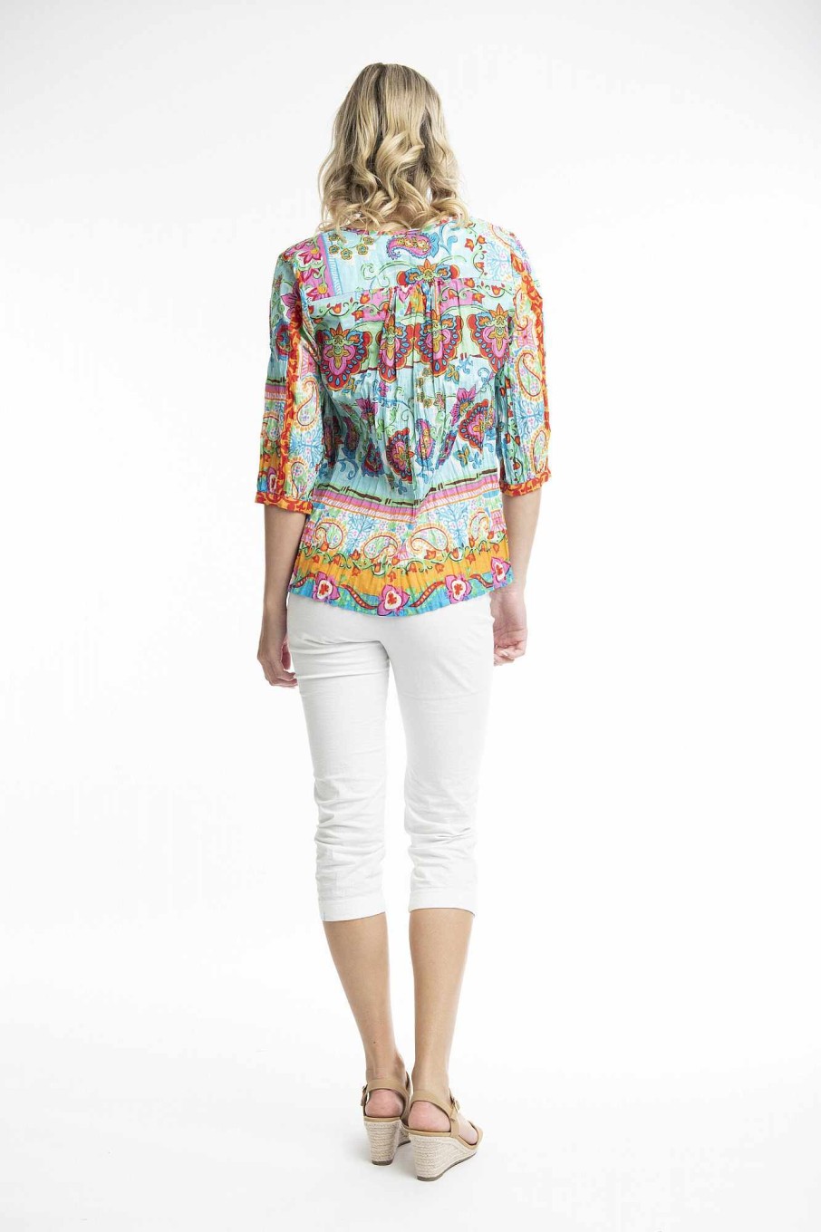 Women Orientique Tops | Varosha Turq Top Shirred