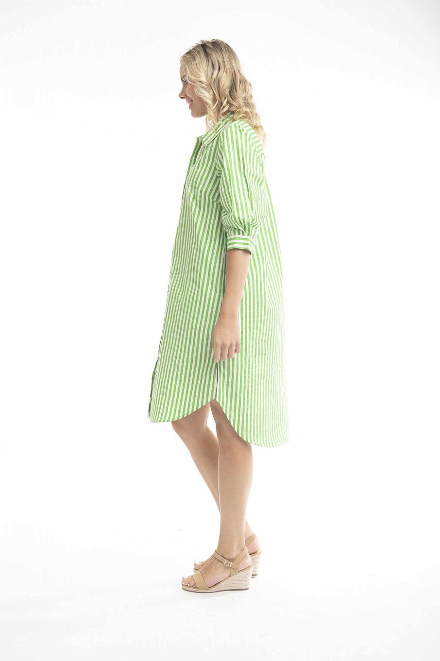 Women Orientique Essentials | Essentials Shirt Dress Stripe Parrot