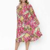 Women Orientique Dresses | Rebecca Tie Nk Dress 3/4 Sleeve Print 16