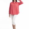 Women Orientique Essentials | Essentials Shirt Single Pocket Solid Red