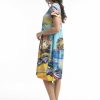 Women Orientique Dresses | Printed Cotton Dress Bubble Knit Boats