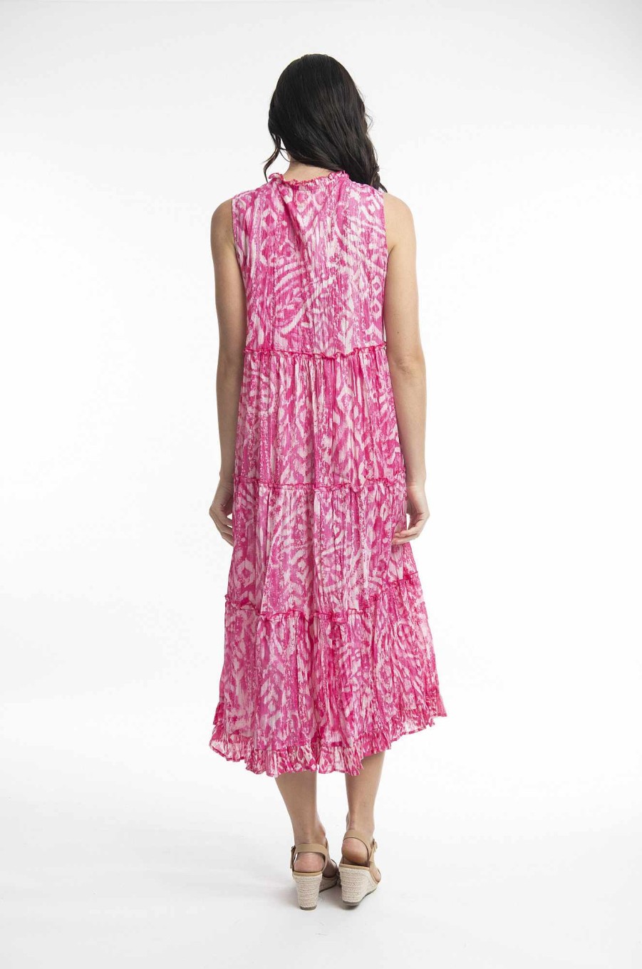 Women Orientique Dresses | Olympus Pink Dress Boho Midi Sleeveless