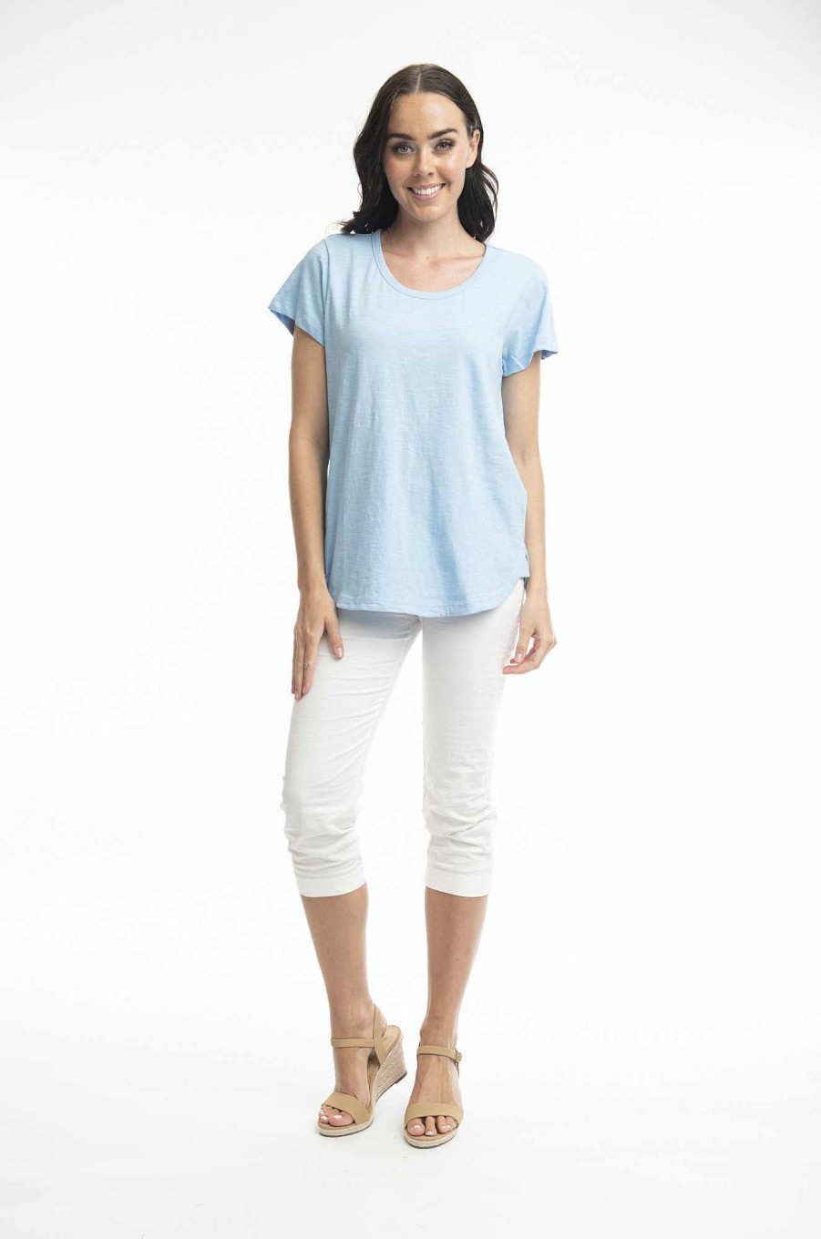 Women Orientique Essentials | Essentials Tee Crew Chambray