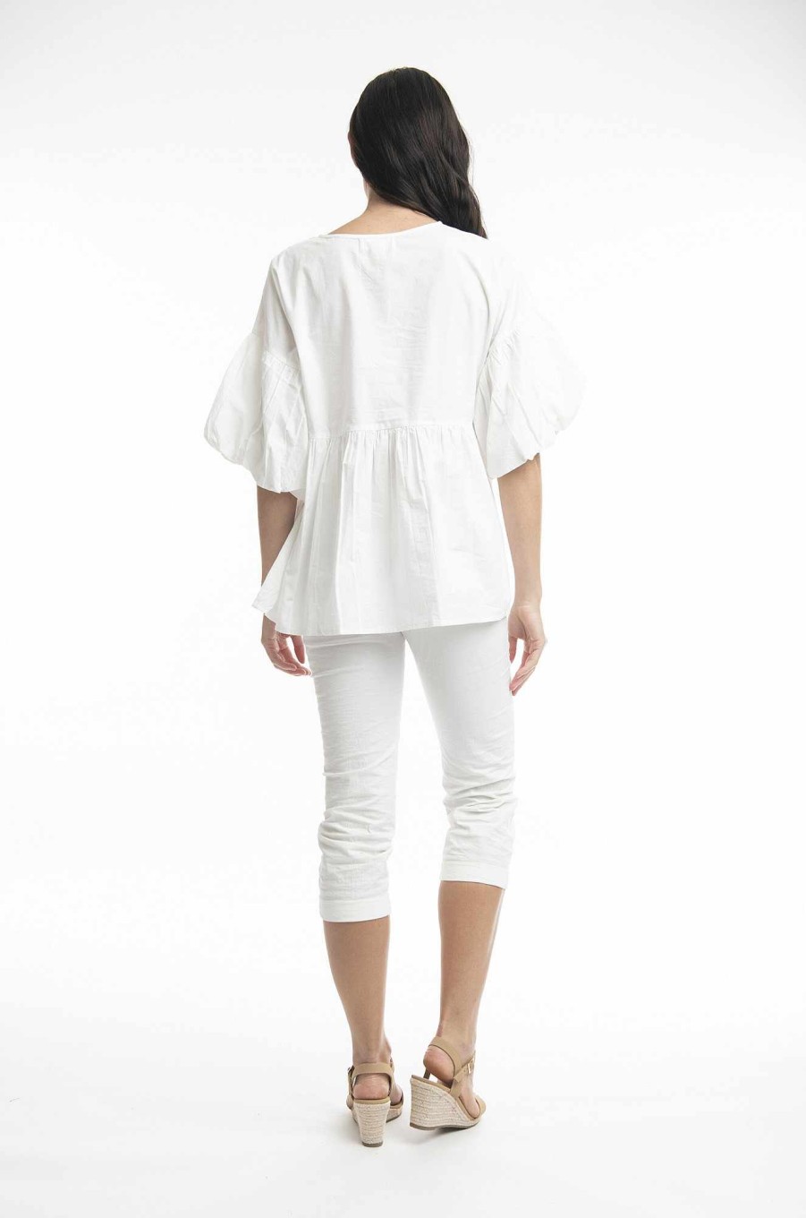 Women Orientique Essentials | Essentials Top Bubble Sleeve White