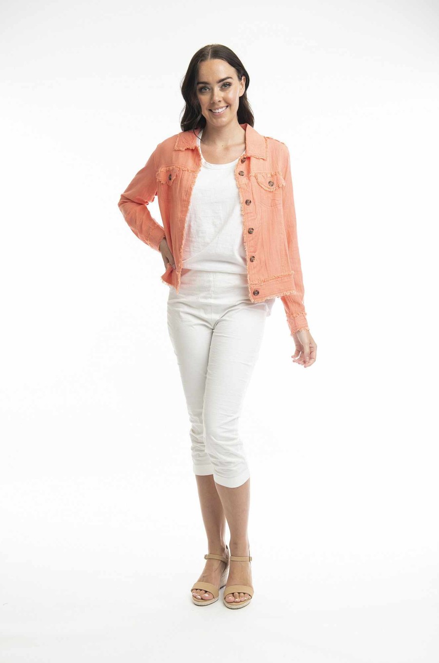 Women Orientique Essentials | Essentials Jacket Linen Coral