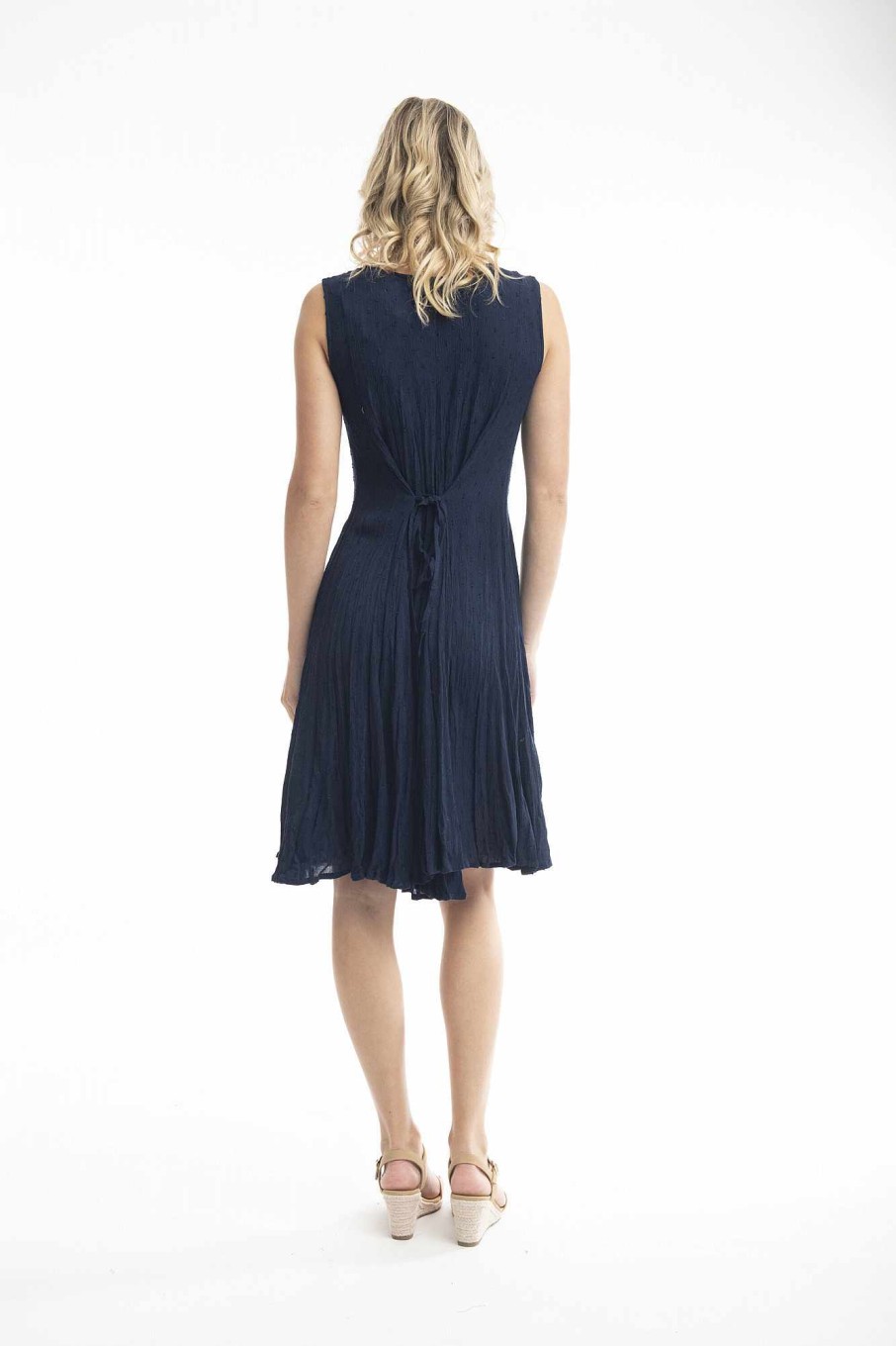 Women Orientique Essentials | Essentials Dress Godet Sleeveless Navy