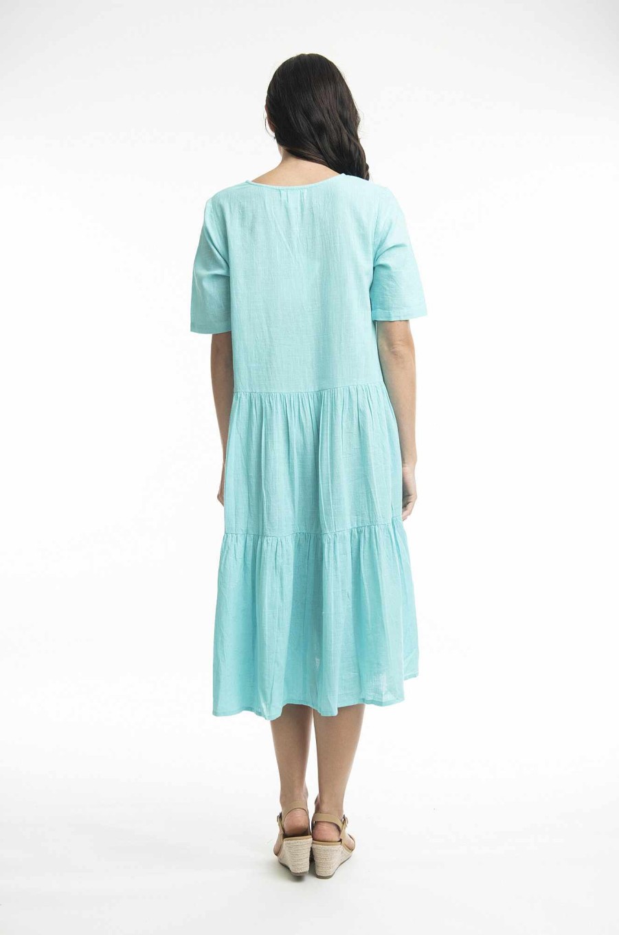 Women Orientique Essentials | Essentials Dress Collared Midi Aqua