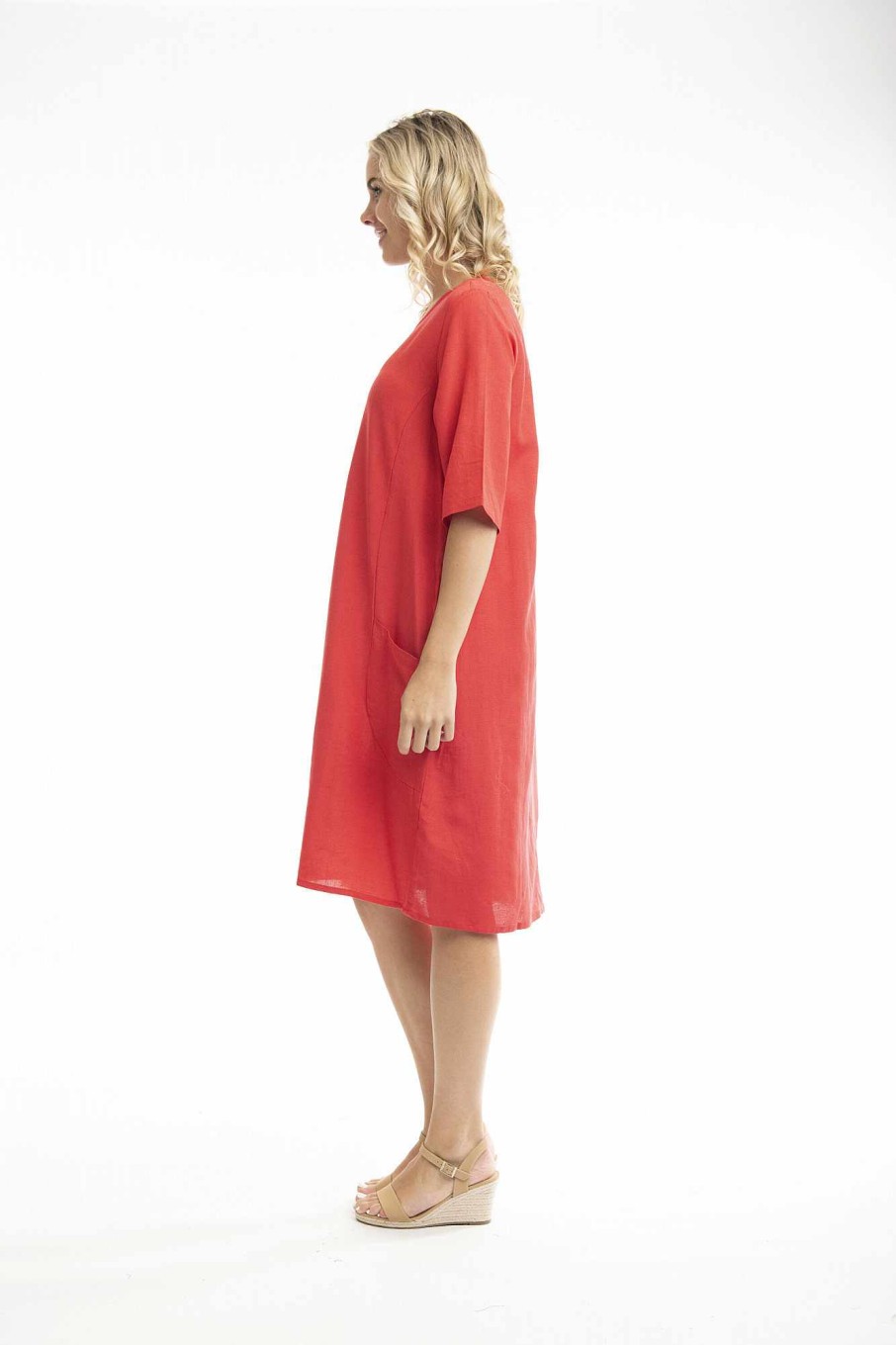 Women Orientique Essentials | Essentials Dress Pockets Red