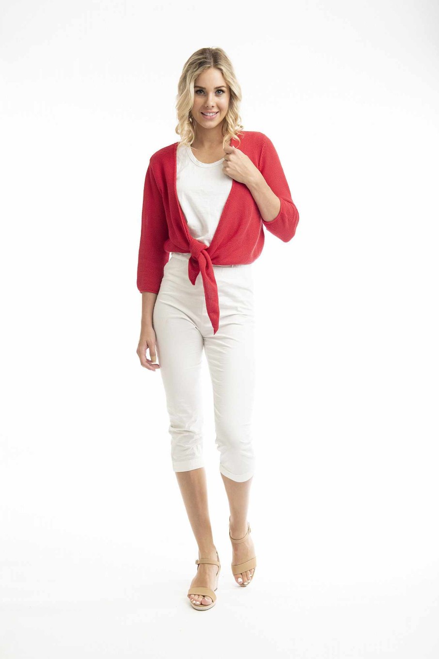 Women Orientique Essentials | Essentials Flat Knit Wrap Red