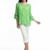 Women Orientique Essentials | Essentials Top Cotton Frill Sleeve Gauze Parrot