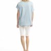 Women Orientique Tops | Tee Embellished Leaf Veins Chambray