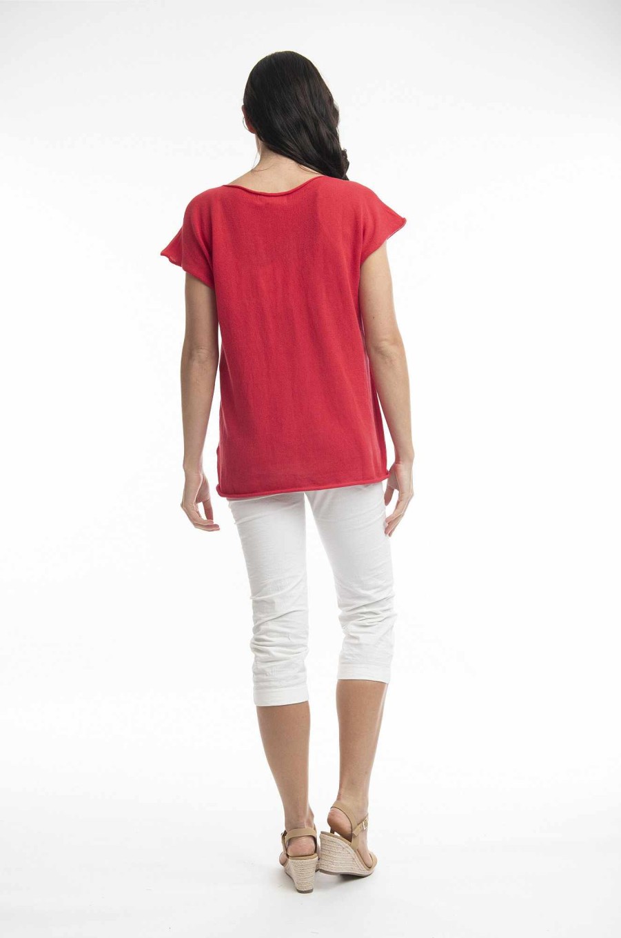 Women Orientique Essentials | Essentials Flat Knit Top Red