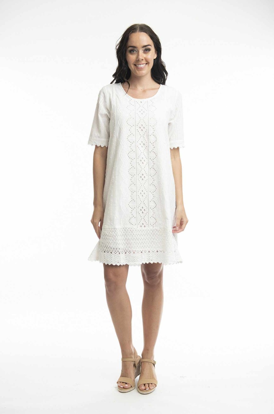 Women Orientique Essentials | Essentials Dress Broderie White