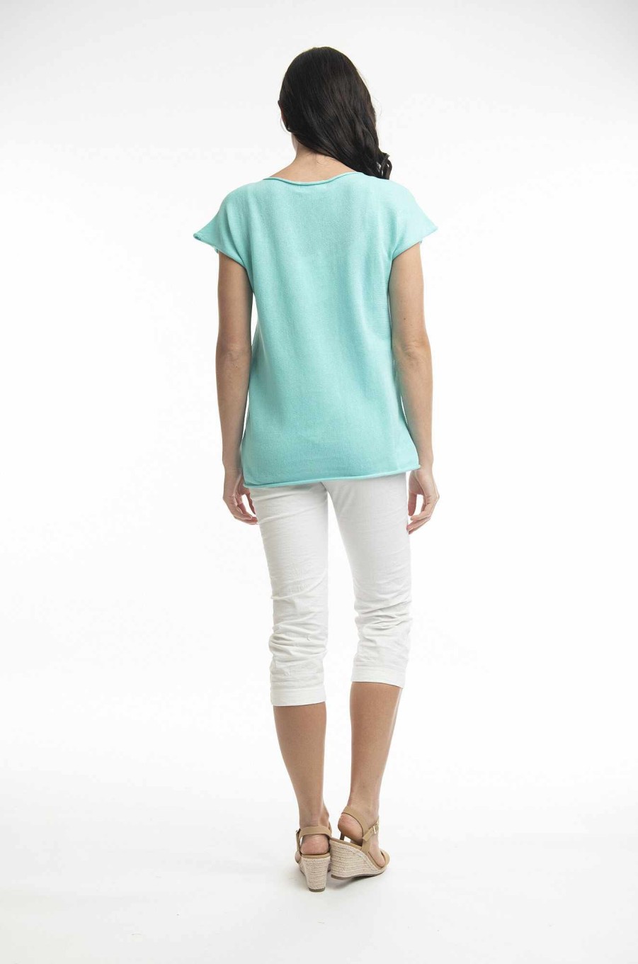 Women Orientique Essentials | Essentials Flat Knit Top Aqua