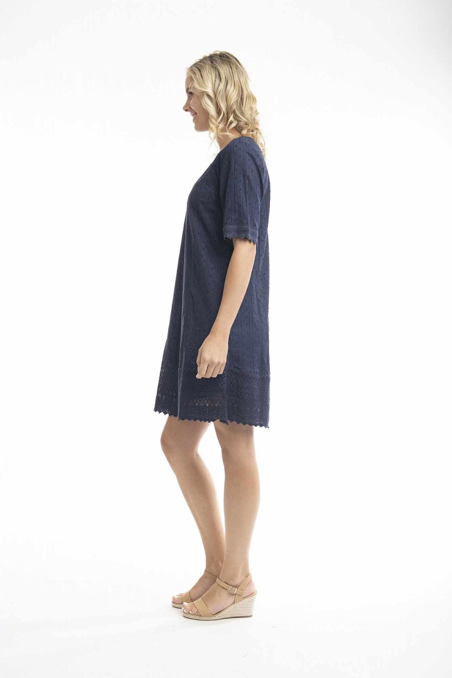 Women Orientique Essentials | Essentials Dress Broderie Navy