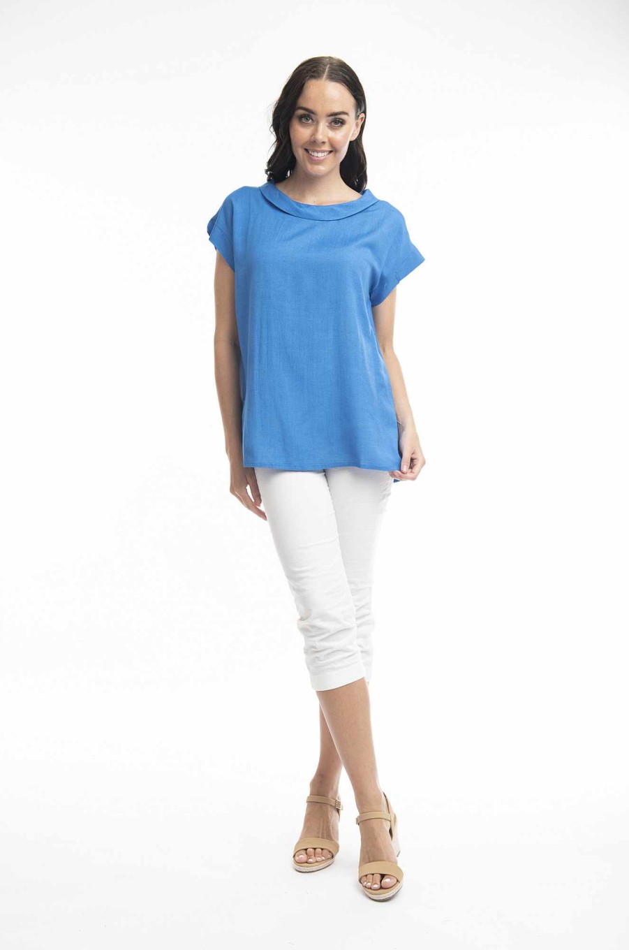 Women Orientique Essentials | Essentials Top Folded Neckline Nautical Blue