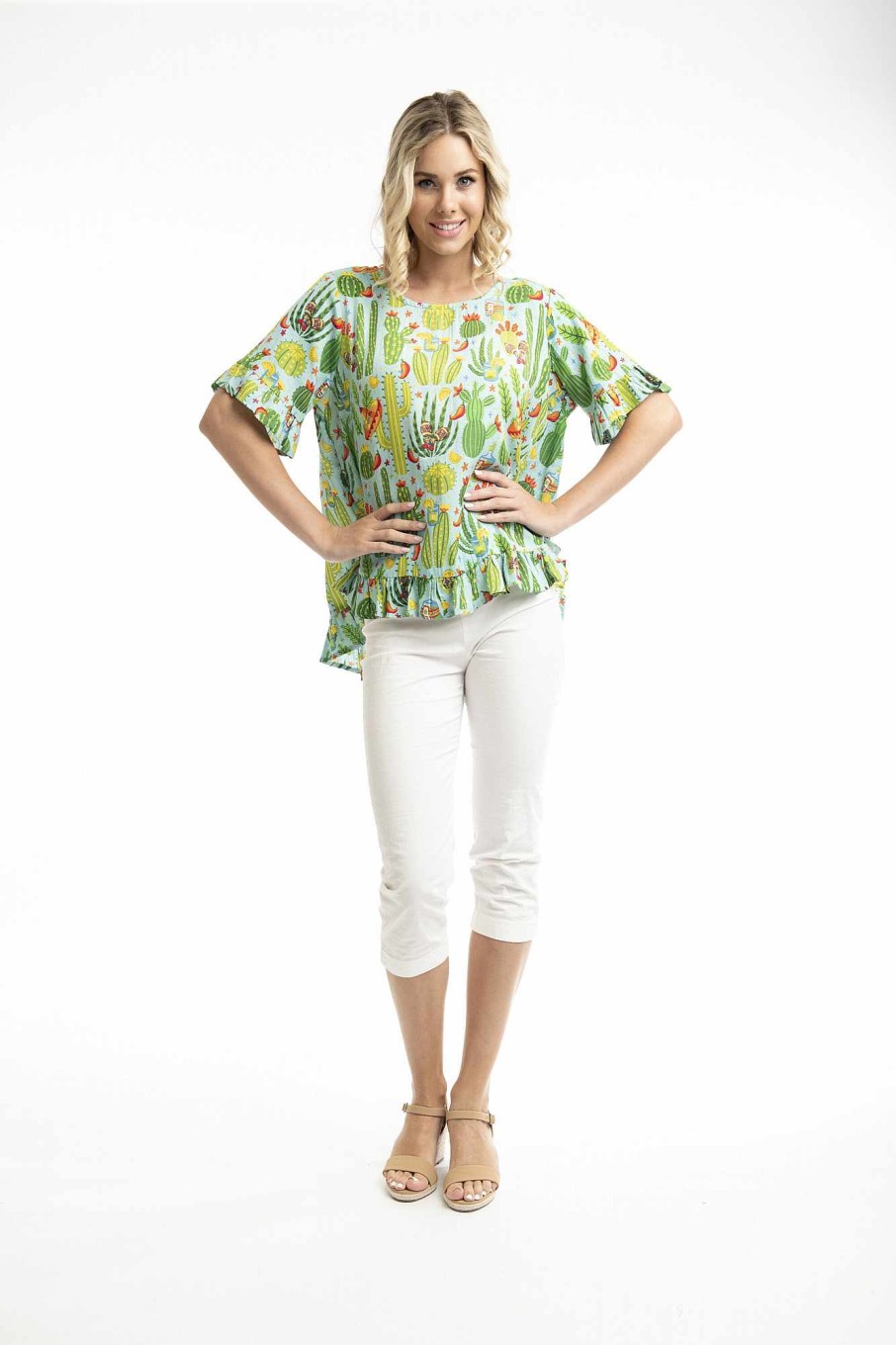 Women Orientique Tops | El Paso Top Frills Sub Print