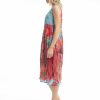 Women Orientique Dresses | Printed Cotton Dress Bubble Woven Morocco Red