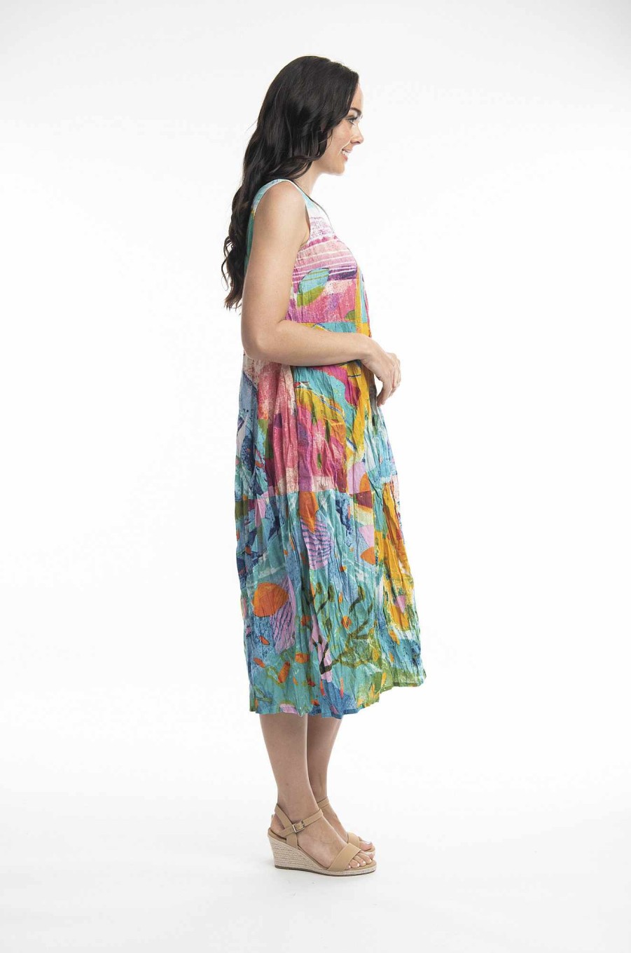 Women Orientique Dresses | Printed Cotton Dress Bubble Woven Dreamland