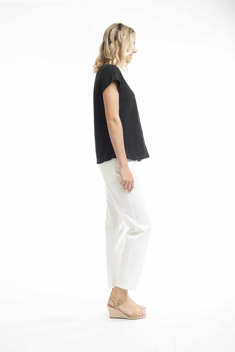 Women Orientique Bottoms | Denim Pant Button White