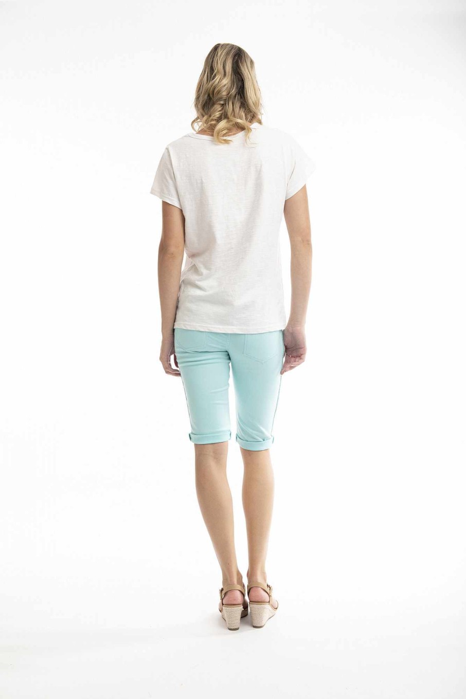 Women Orientique Bottoms | Short Fashion Side Tape Aqua