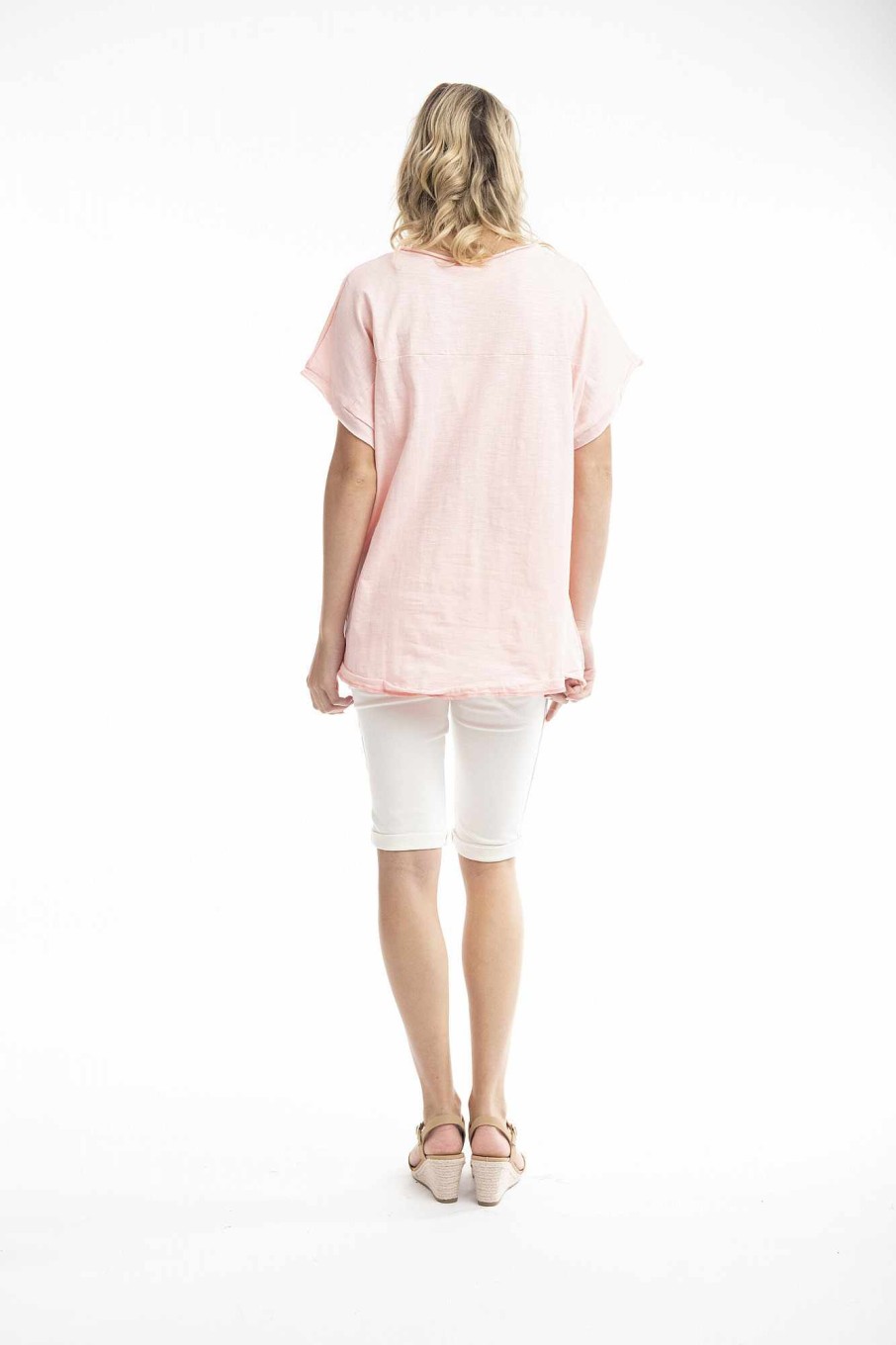 Women Orientique Tops | Tee Embellished Cactus Strawberry Cream