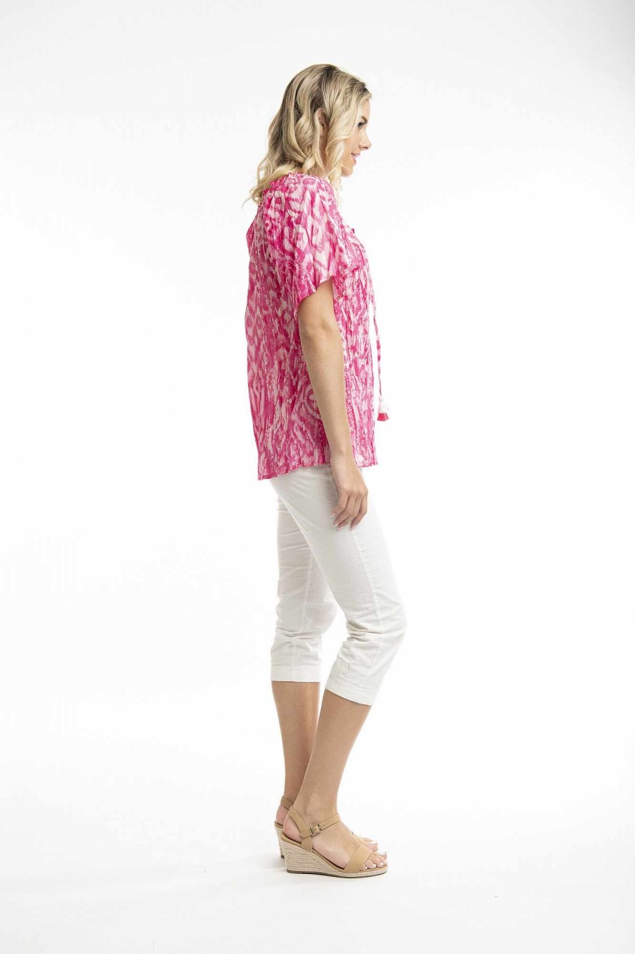 Women Orientique Tops | Olympus Pink Top Cap Tie