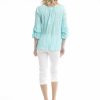 Women Orientique Essentials | Essentials Top Cotton Frill Sleeve Gauze Aqua