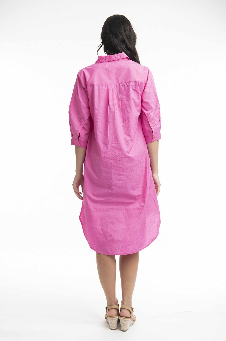 Women Orientique Essentials | Essentials Shirt Dress Solid Rose