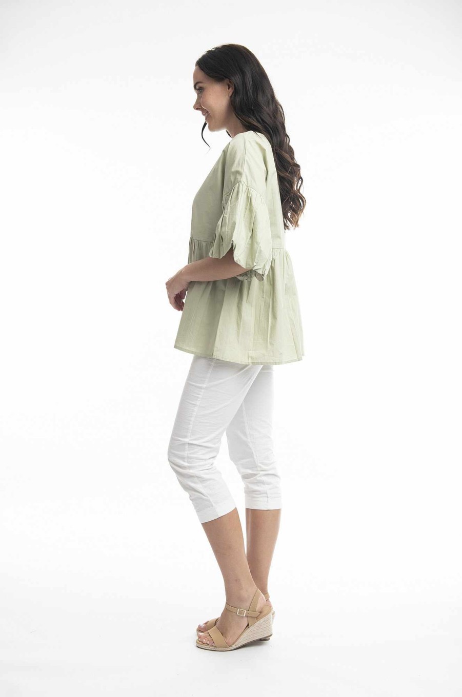 Women Orientique Essentials | Essentials Top Bubble Sleeve Alfalfa