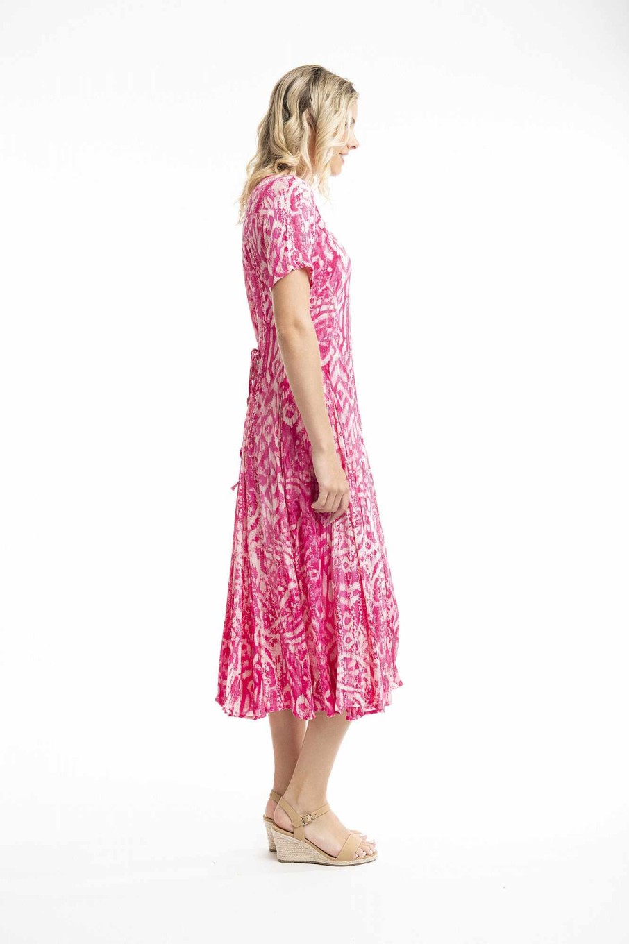 Women Orientique Dresses | Olympus Pink Dress Godet Sleeve