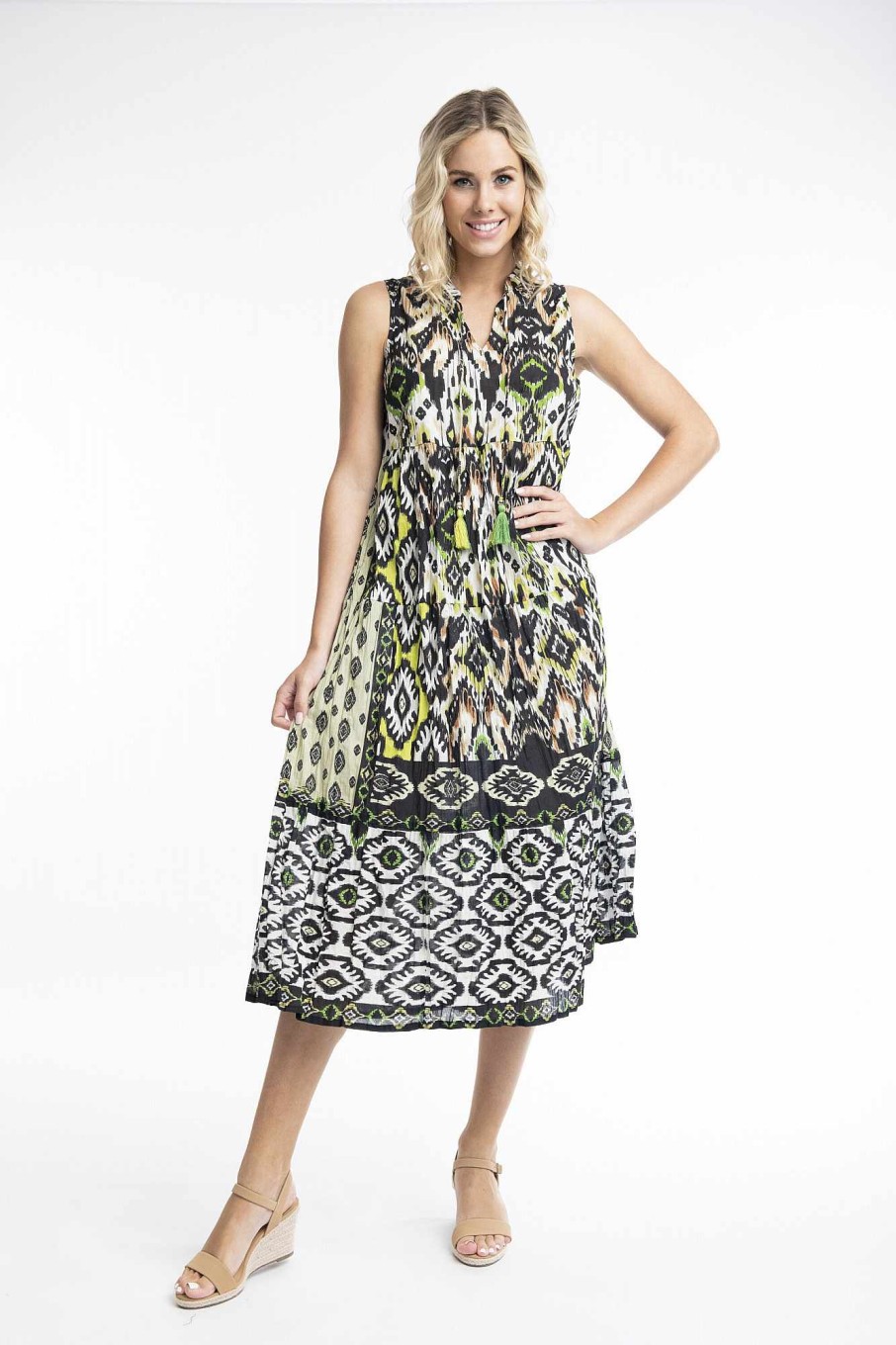 Women Orientique Dresses | Izmir Green Dress Layers Sleeveless