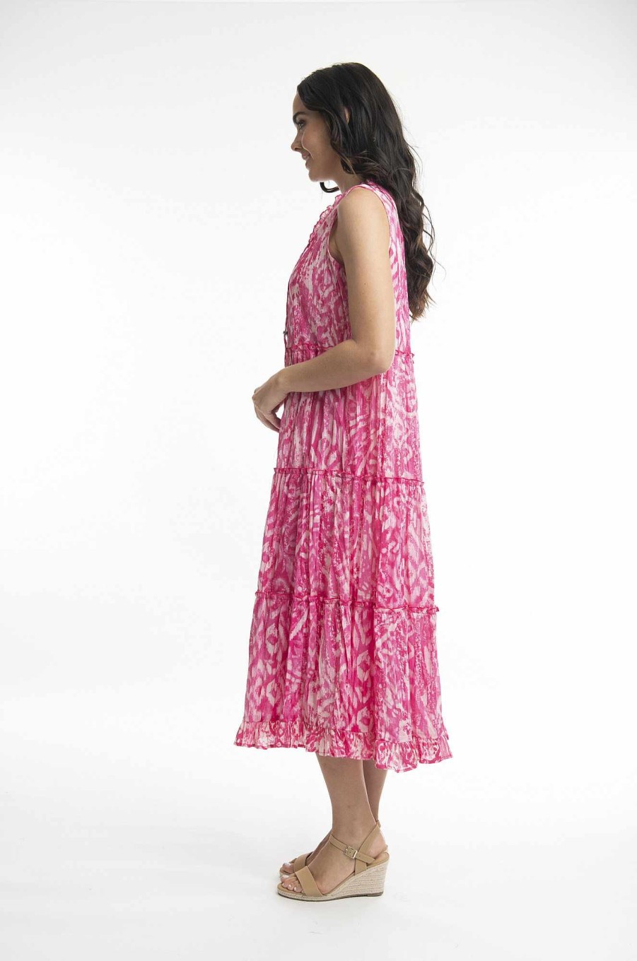 Women Orientique Dresses | Olympus Pink Dress Boho Midi Sleeveless