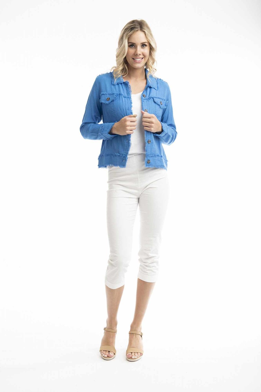 Women Orientique Essentials | Essentials Jacket Linen Nautical Blue