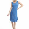 Women Orientique Essentials | Essentials Dress Godet Sleeveless Nautical Blue