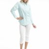 Women Orientique Essentials | Essentials Shirt Single Pocket Stripe Aqua