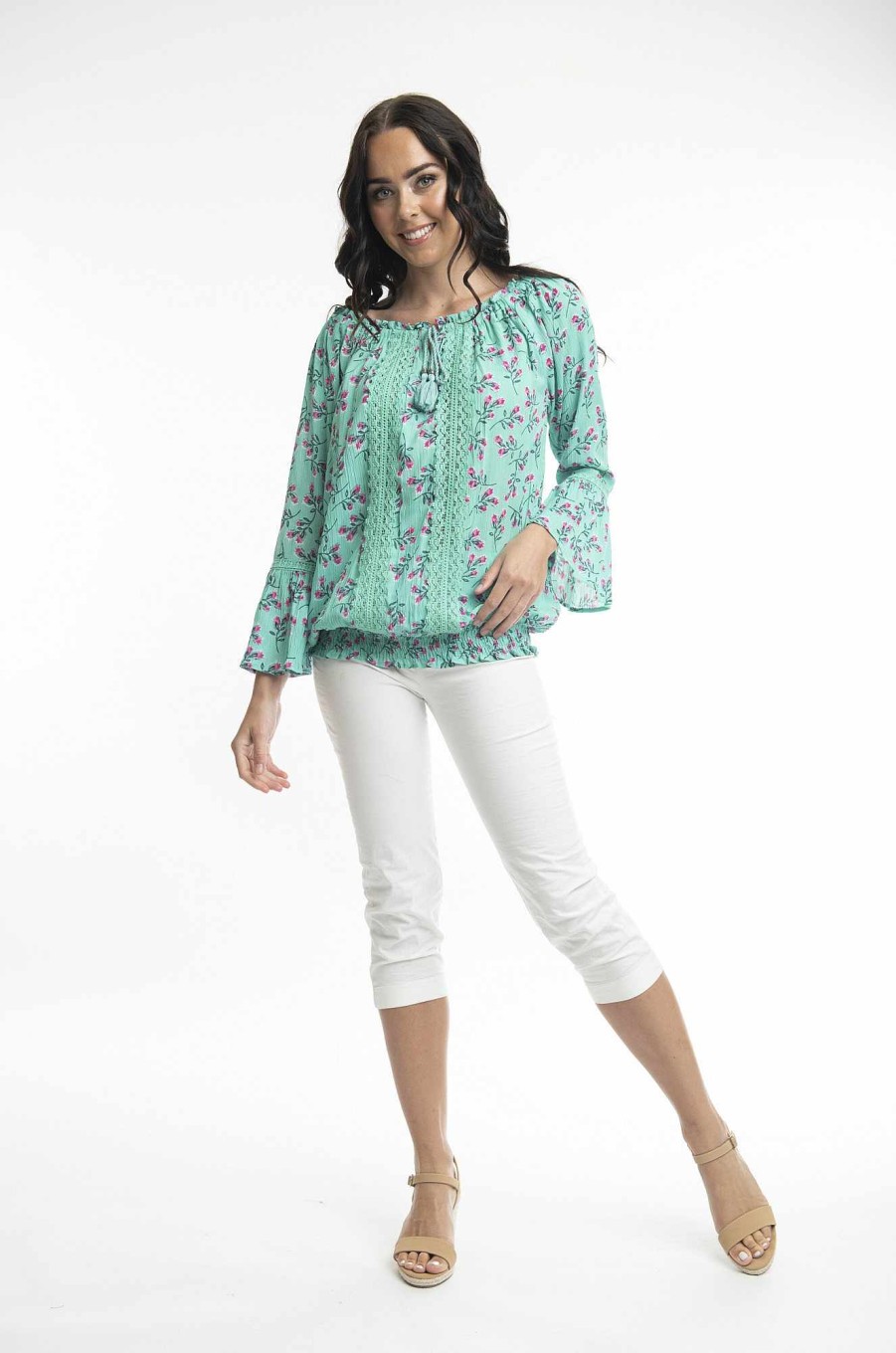 Women Orientique Tops | Symi Top Lace Aqua