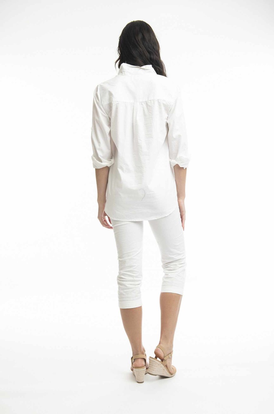 Women Orientique Essentials | Essentials Shirt Single Pocket Solid White