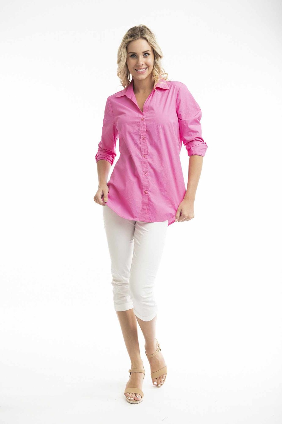 Women Orientique Essentials | Essentials Shirt Ruched Back Solid Rose